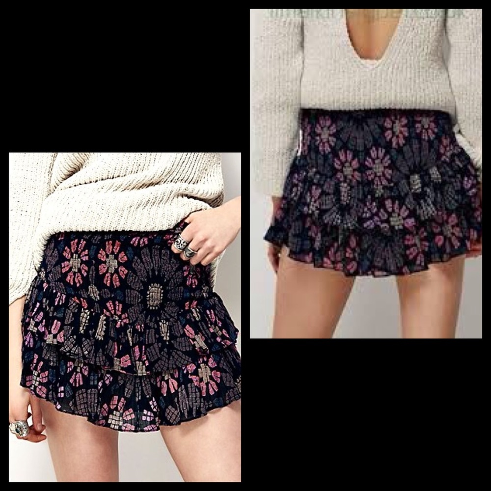FP One Smocked Floral Tiered Ruffle Mini Skort - Picture 2 of 7